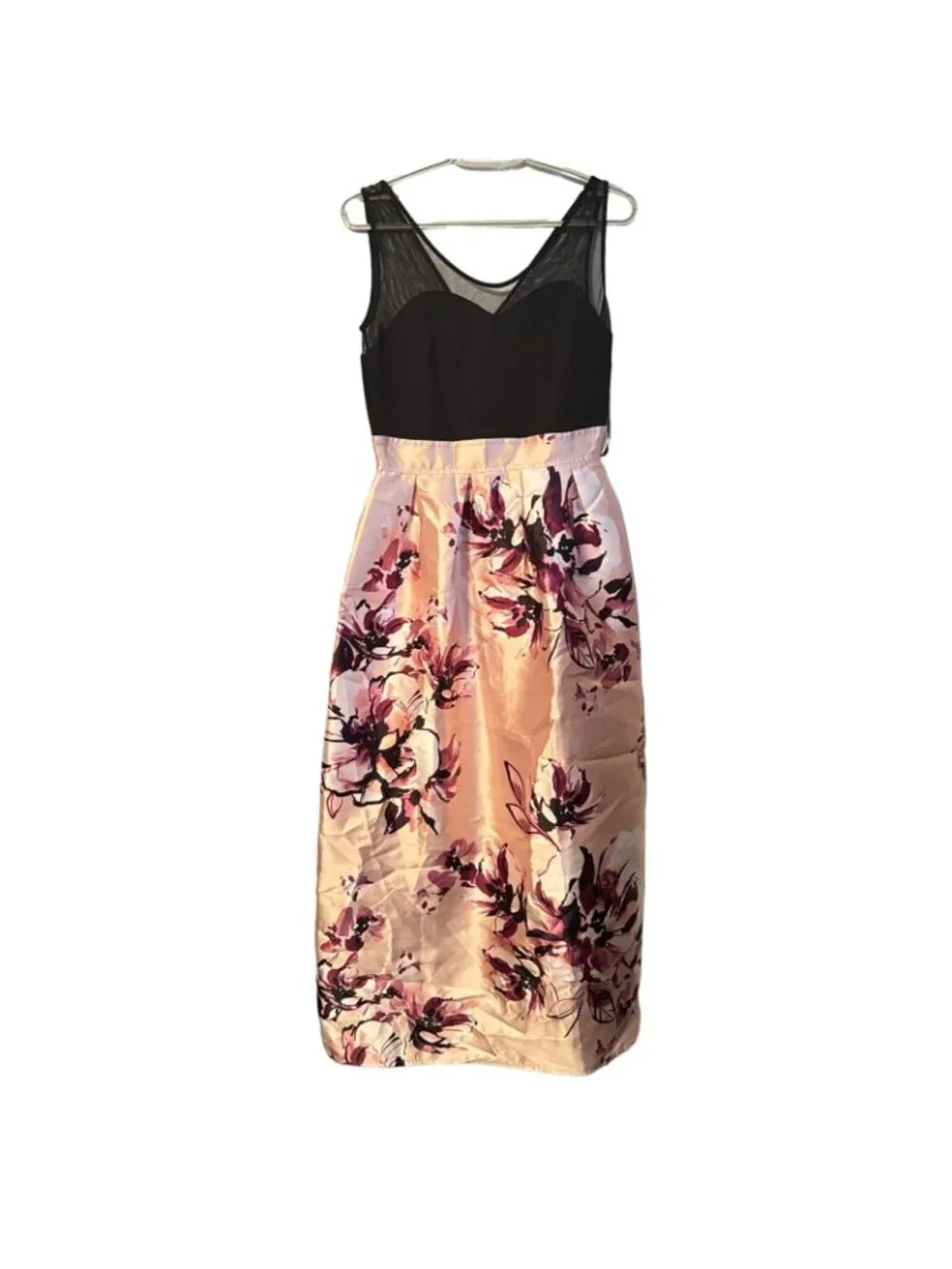 Alexa B Nites Floral Satin Midi Dress Black & Pink Size 8 women dress. NWT - Picture 7 of 12